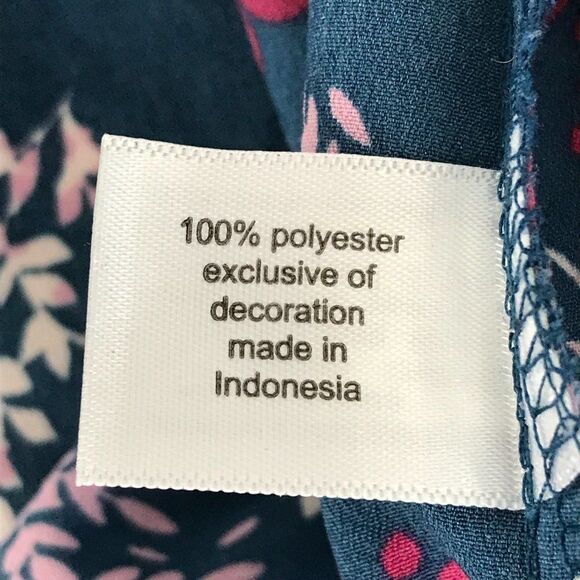 Lane Bryant Floral Leaf Print Blouse Women's Plus 14/16 Roll Tab Split V-Neck - Picture 9 of 10